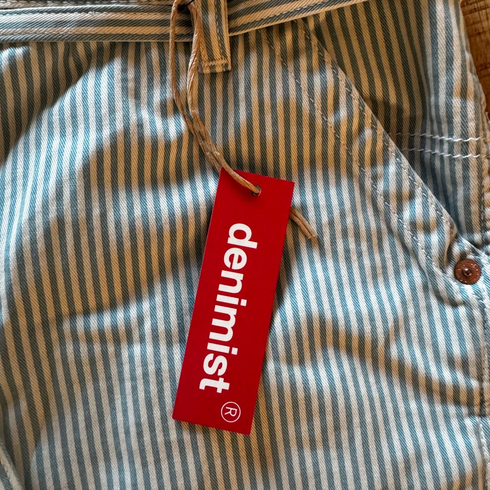 Denimist Carpenter Drop Pants Jeans Denim Striped Light Blue ankle length 28 NWT - Picture 7 of 12